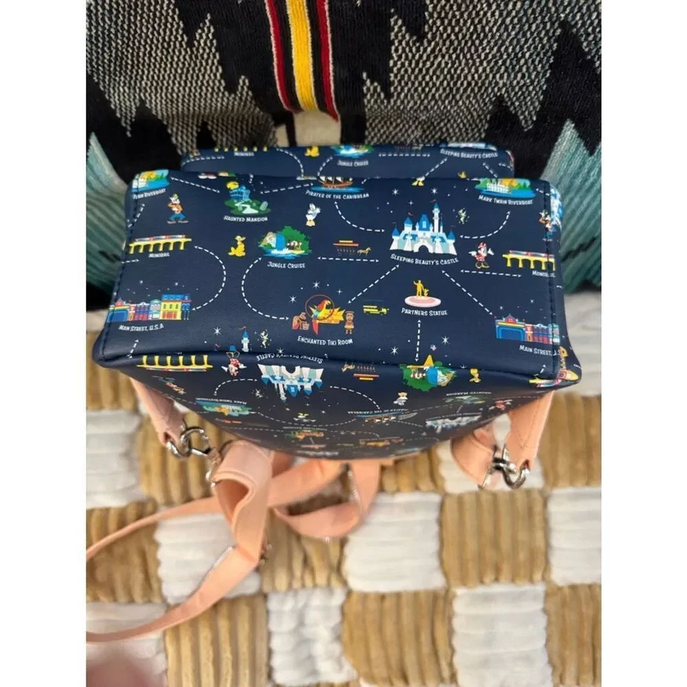Loungefly Disneyland 65th Anniversary Map 2-1 Convertible Mini Backpack NWOT